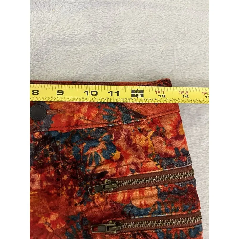 Free People Velvet Skinny Sz 2 Floral Print Jeans Zip Pockets Anthropologie - Picture 7 of 12
